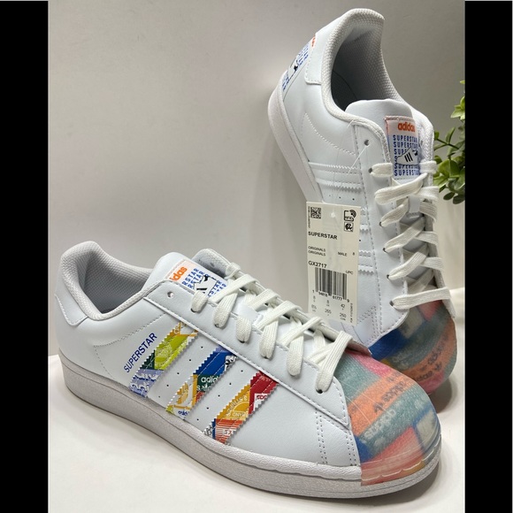 NEW Adidas Originals Superstar Men’s Shoes Sneakers GX2717 White/Blue/Orange 8.5 - Picture 12 of 13